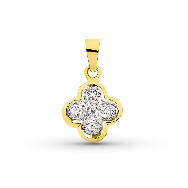 18K CRUZ ORO BICOLOR CON CIRCONITAS...