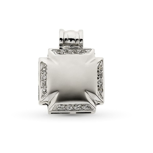 18K CRUZ ORO BLANCO HUECA CON...