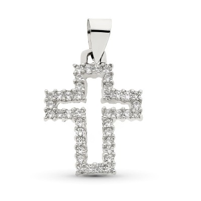 18K CRUZ ORO BLANCO CON...