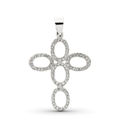 18K CRUZ ORO BLANCO CON...