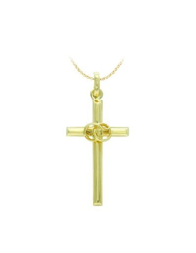 18K CRUZ ORO AMARILLO HUECA...