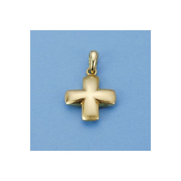 18K CRUZ MATE Y BRILLO LISA 20X16 MM