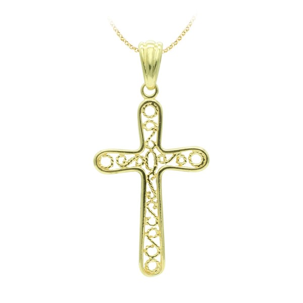 18K CRUZ ORO AMARILLO FILIGRANA 38X22 MM