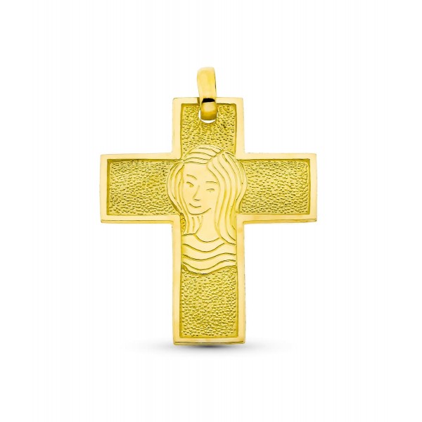18K CRUZ ORO AMARILLO VIRGEN 30X25 MM