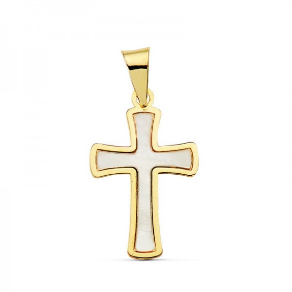 18K CRUZ ORO AMARILLO CON NACAR 18 X...
