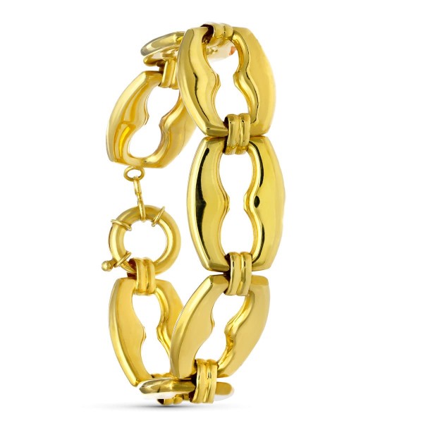 18K PULSERA ORO AMARILLO BARCO HUECA...