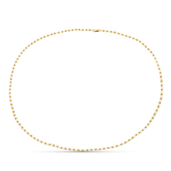 18K COLLAR PERLA Y ANILLAS ORO 45CM