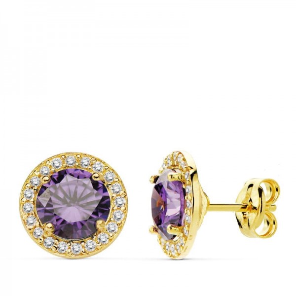 18K PENDIENTES PIEDRA AMATISTA...