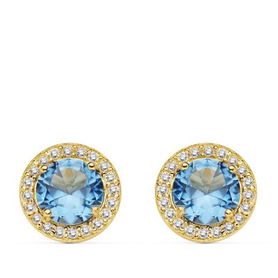 18K PENDIENTES PIEDRA AZUL...