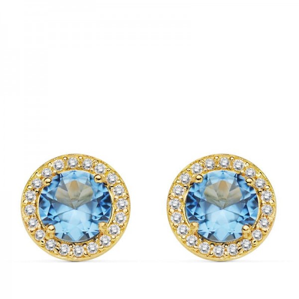 18K PENDIENTES PIEDRA AZUL CLARO 9...