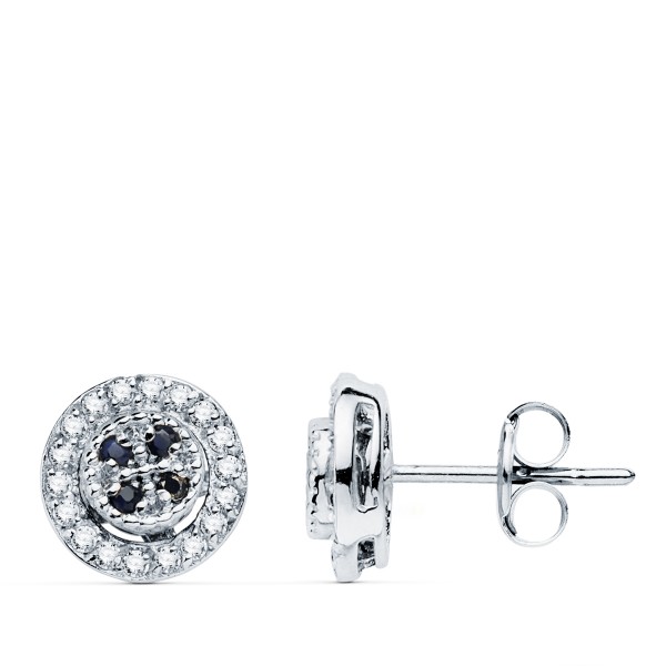 18K PENDIENTES ORO BLANCO REDONDO...