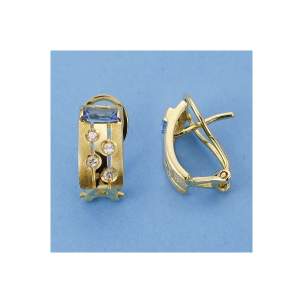 18K PENDIENTES PIEDRA Y CIRCONITAS 12X6.