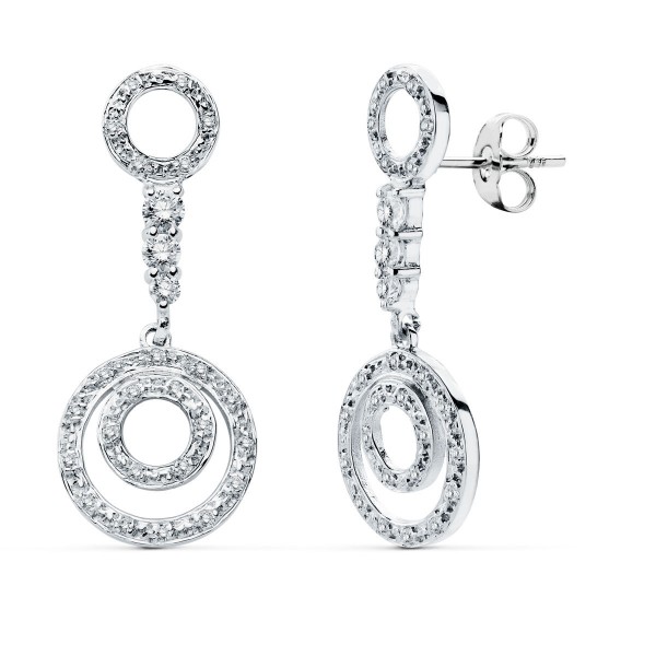 18K PENDIENTES LARGOS ORO BLANCO...