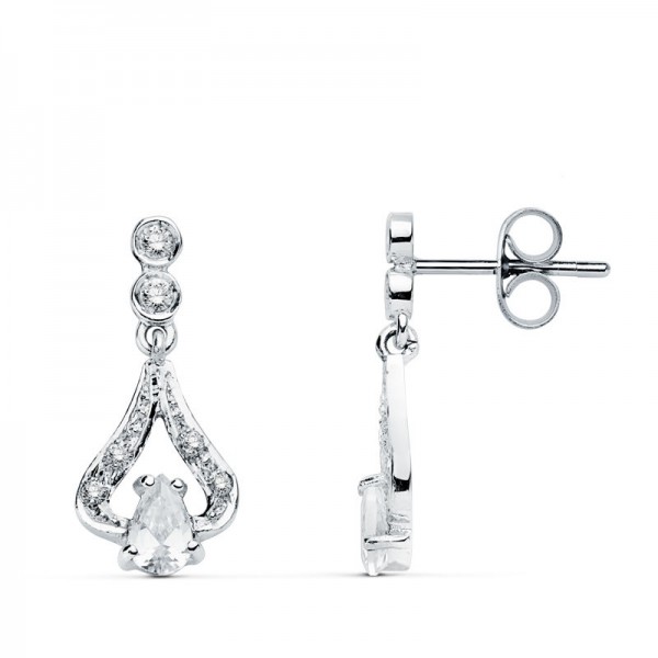 18K PENDIENTES ORO BLANCO CIRCONITAS...