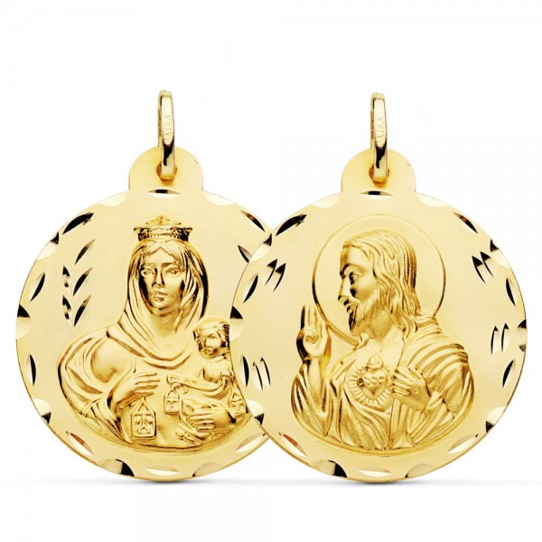 18K ESCAPULARIO TALLADO VIRGEN DEL...