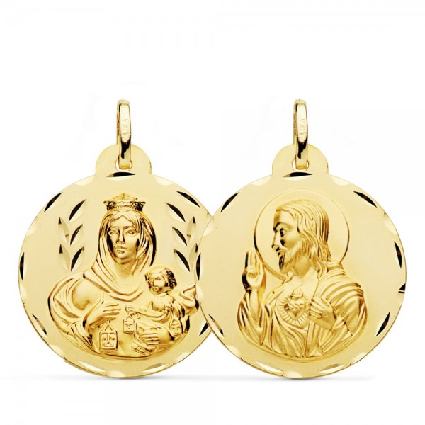 18K ESCAPULARIO TALLADO VIRGEN DEL...