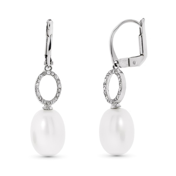 18K PENDIENTES ORO BLANCO MOTIVO OVAL...