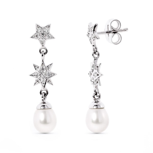 18K PENDIENTES ORO BLANCO ESTRELAS DE...