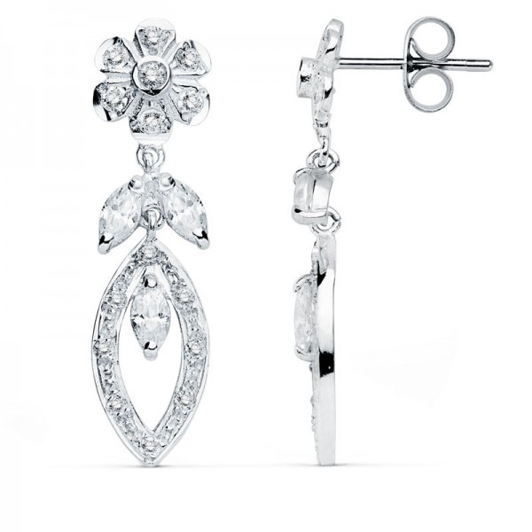 18K PENDIENTES ORO BLANCO CIRCONITAS...