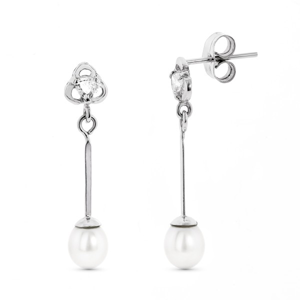 18K PENDIENTES ORO BLANCO CON...