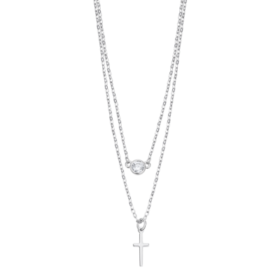 COLLAR CRUZ PLATA, MUJER -...