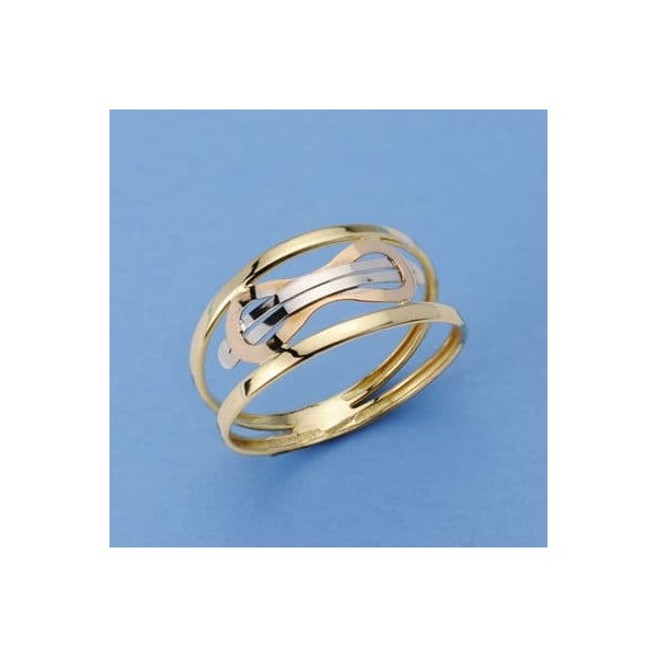 18K SORTIJA ORO BICOLOR BANDAS