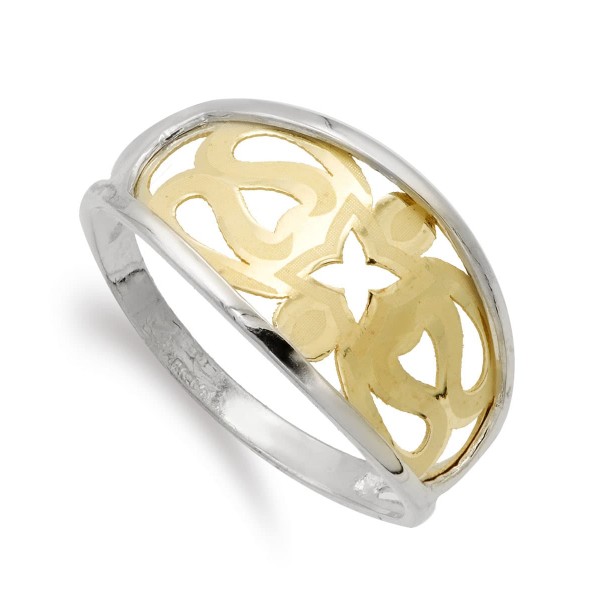 18K SORTIJA ORO BICOLOR CALADA ANCHO...