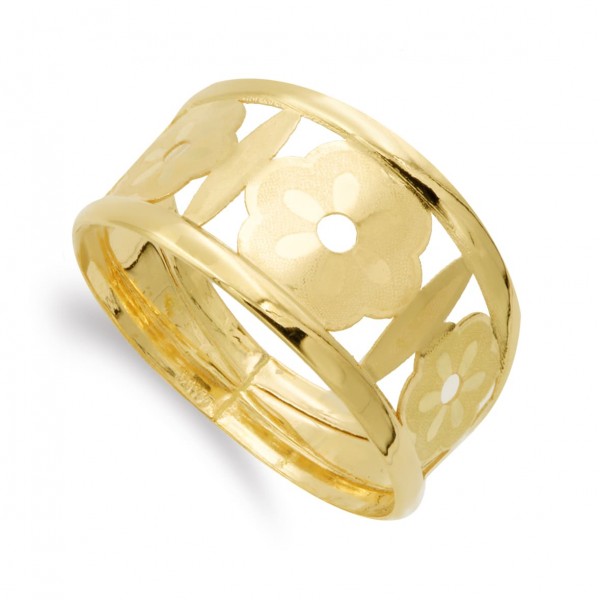 18K SORTIJA ORO AMARILLO FLORES...