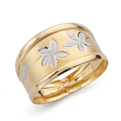 18K SORTIJA ORO BICOLOR FLORES