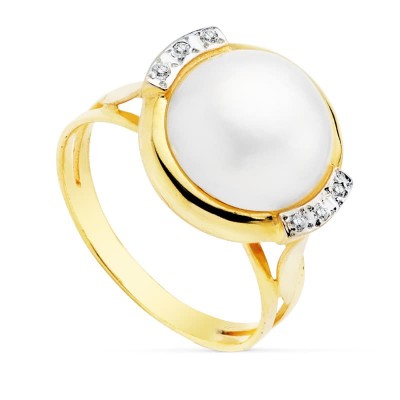 18K SORTIJA BICOLOR PERLA...