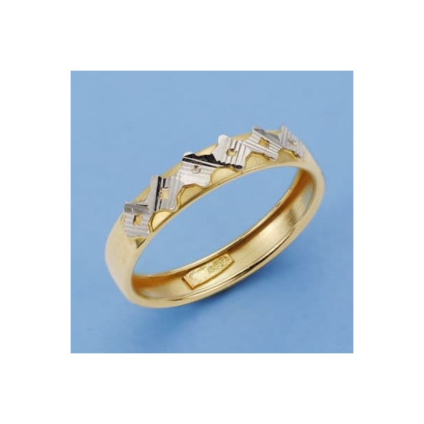 18K SORTIJA BICOLOR TALLADA 4 MM