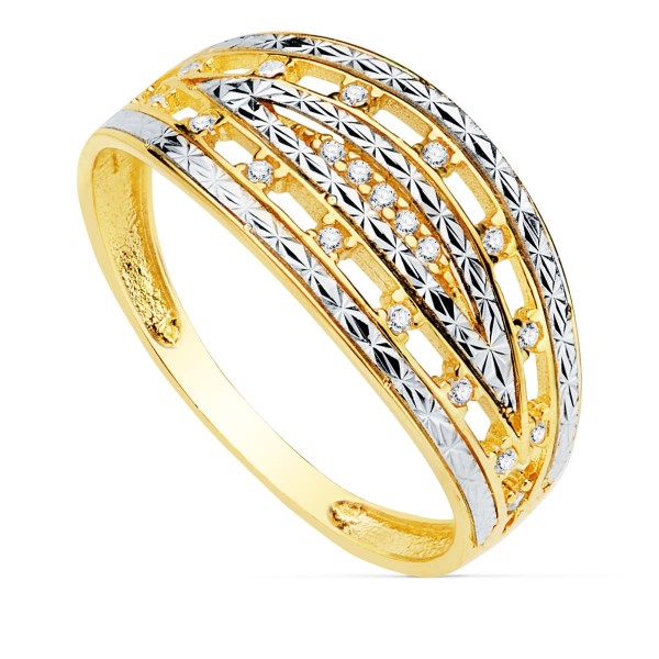 18K SORTIJA O.BICOLOR TALLADA...