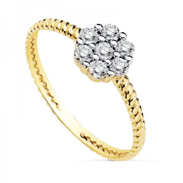 18K SORTIJA BICOLOR CUAJO 6X6 MM...