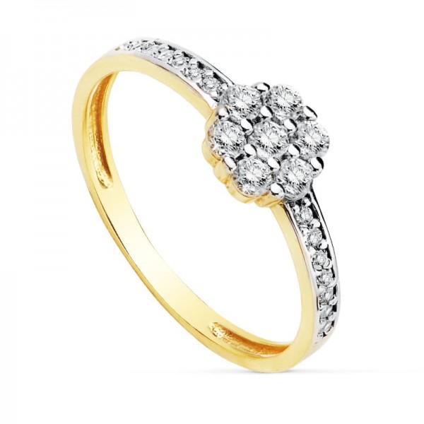 18K SORTIJA BICOLOR CUAJO 6X6 MM...