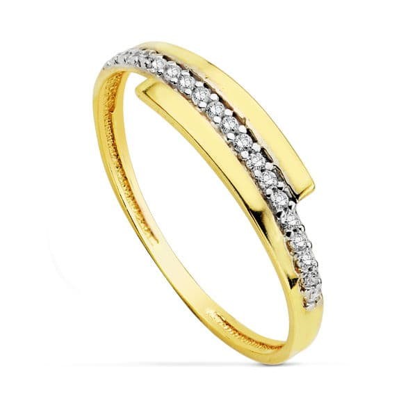 18K SORTIJA BICOLOR CIRCONITAS CUERPO...