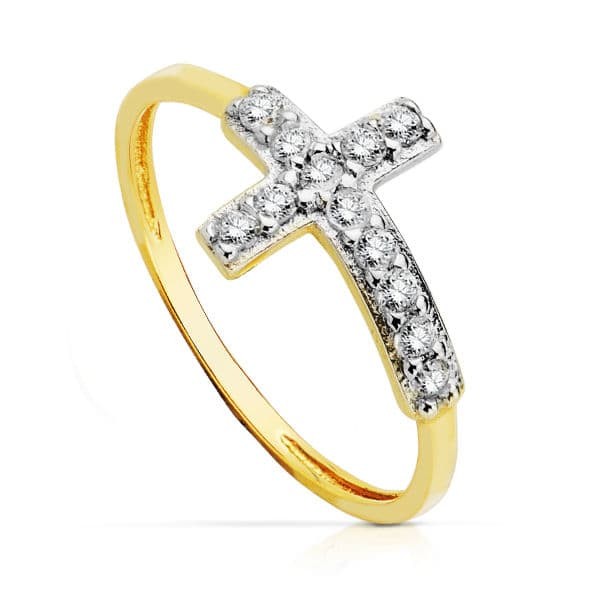 18K SORTIJA ORO BICOLOR CRUZ CUERPO...