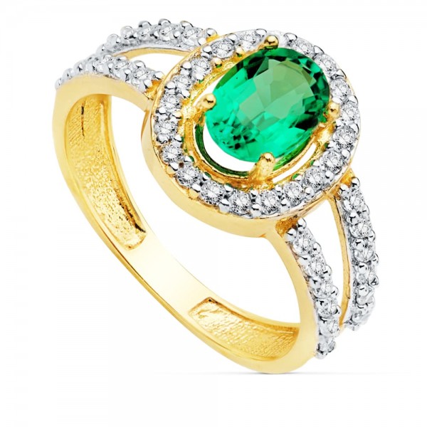 18K SORTIJA ESMERALDA 0.79 QT.7X5 MM...