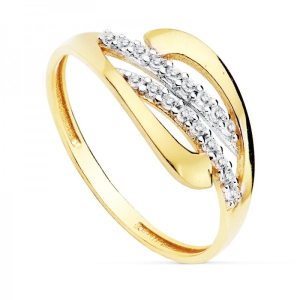 18K SORTIJA BICOLOR CIRCONITAS
