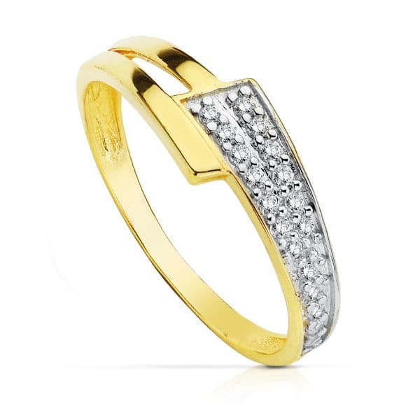 18K SORTIJA BICOLOR CIRCONITAS CUERPO...