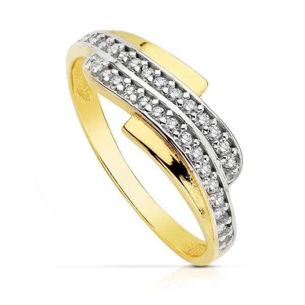 18K SORTIJA BICOLOR CIRCONITAS CUERPO...