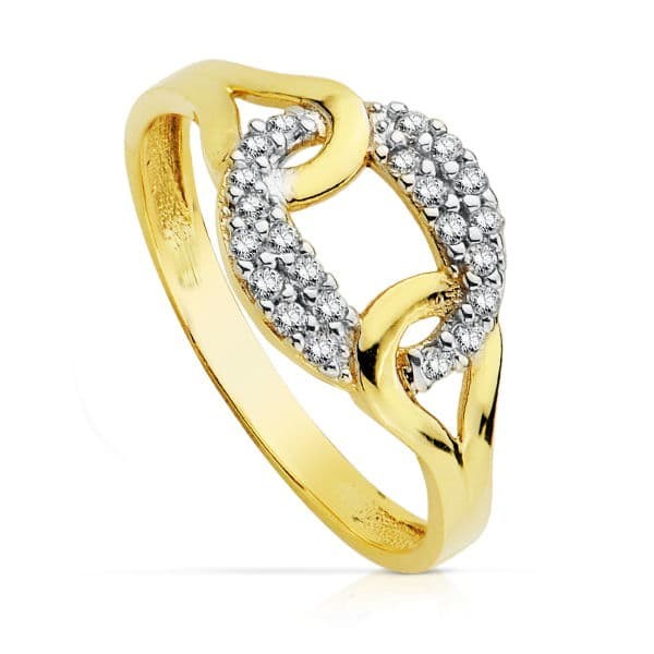 18K SORTIJA BICOLOR CIRCONITAS CUERPO...