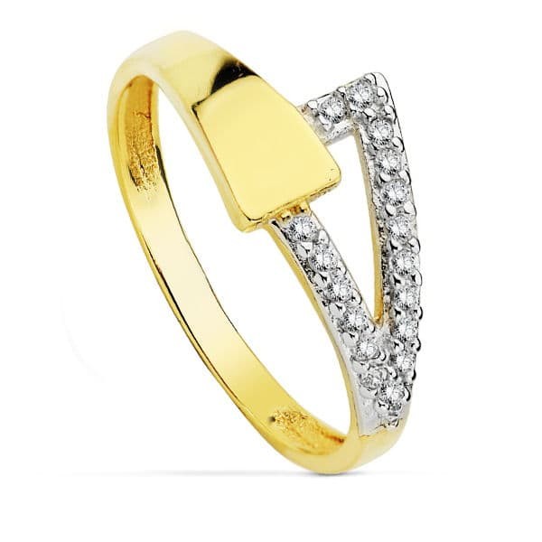 18K SORTIJA BICOLOR CIRCONITAS CUERPO...