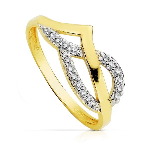 18K SORTIJA BICOLOR CIRCONITAS CUERPO...