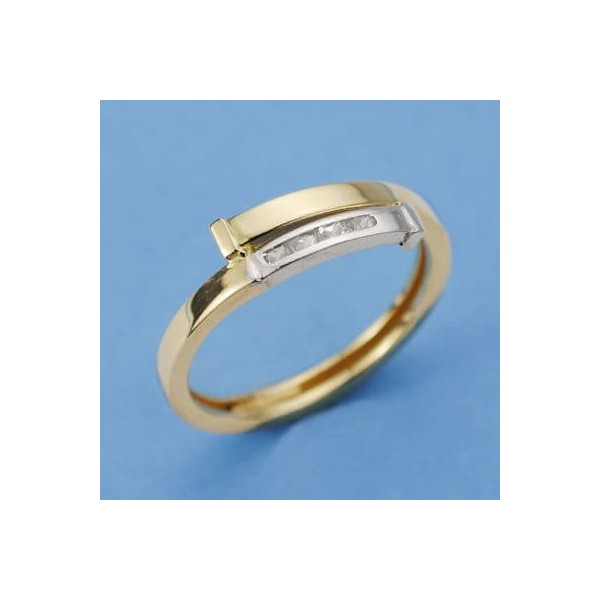 18K SORTIJA BICOLOR BANDA PIEDRAS