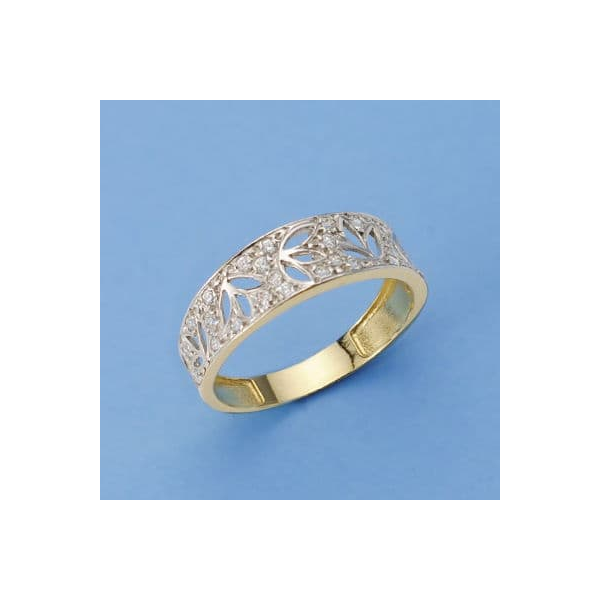 18K SORTIJA ORO BICOLOR Y CIRCONITAS