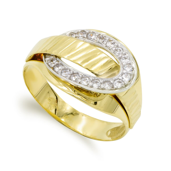 18K SORTIJA ORO BICOLOR CON CIRCONITAS