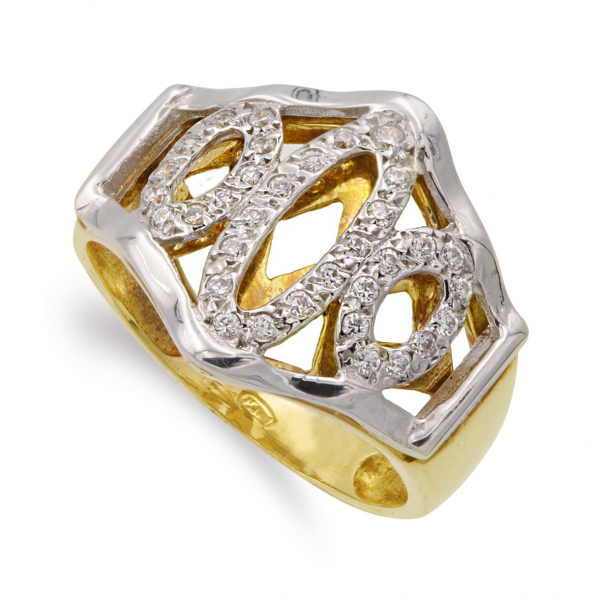 18K SORTIJA ORO BICOLOR MOTIVOS CON...