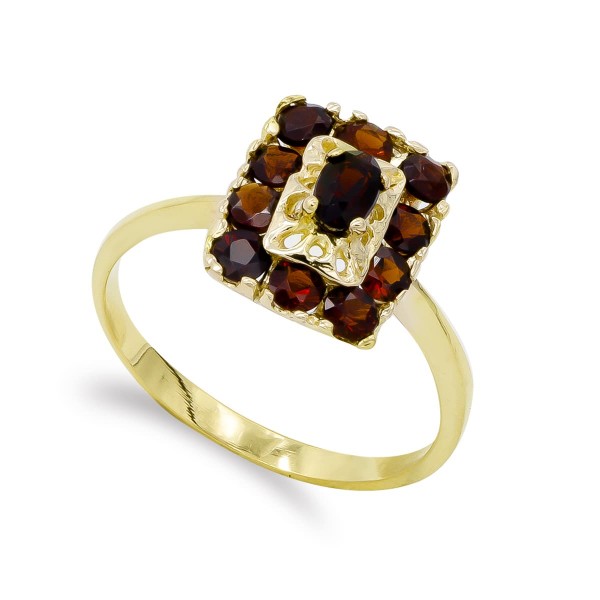 18K SORTIJA ORO AMARILLO Y GRANATES