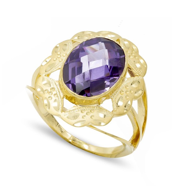 18K SORTIJA PIEDRA OVAL AMATISTA...