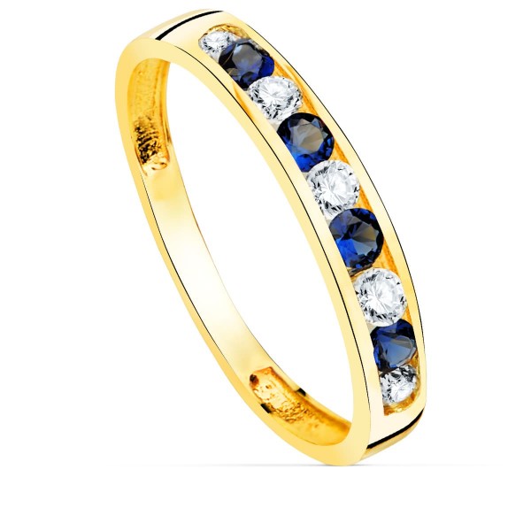 18K SORTIJA ORO AMARILLO 9 CIRCONITAS...